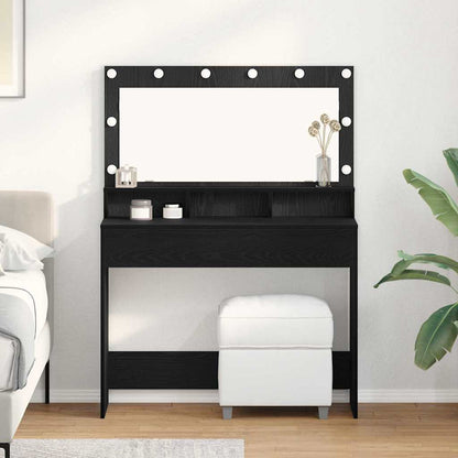 Sminkebord Svart Eik LED 100x41x135 cm