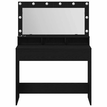 Sminkebord Svart Eik LED 100x41x135 cm