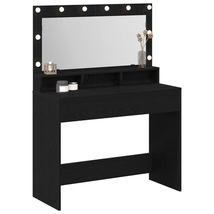 Sminkebord Svart Eik LED 100x41x135 cm