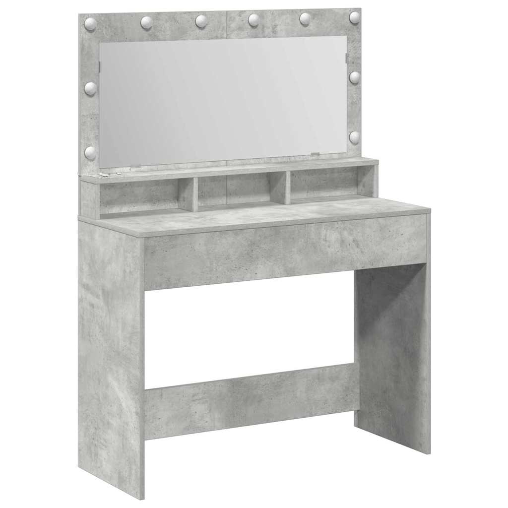 Sminkebord Betonggrå LED 100x41x135 cm