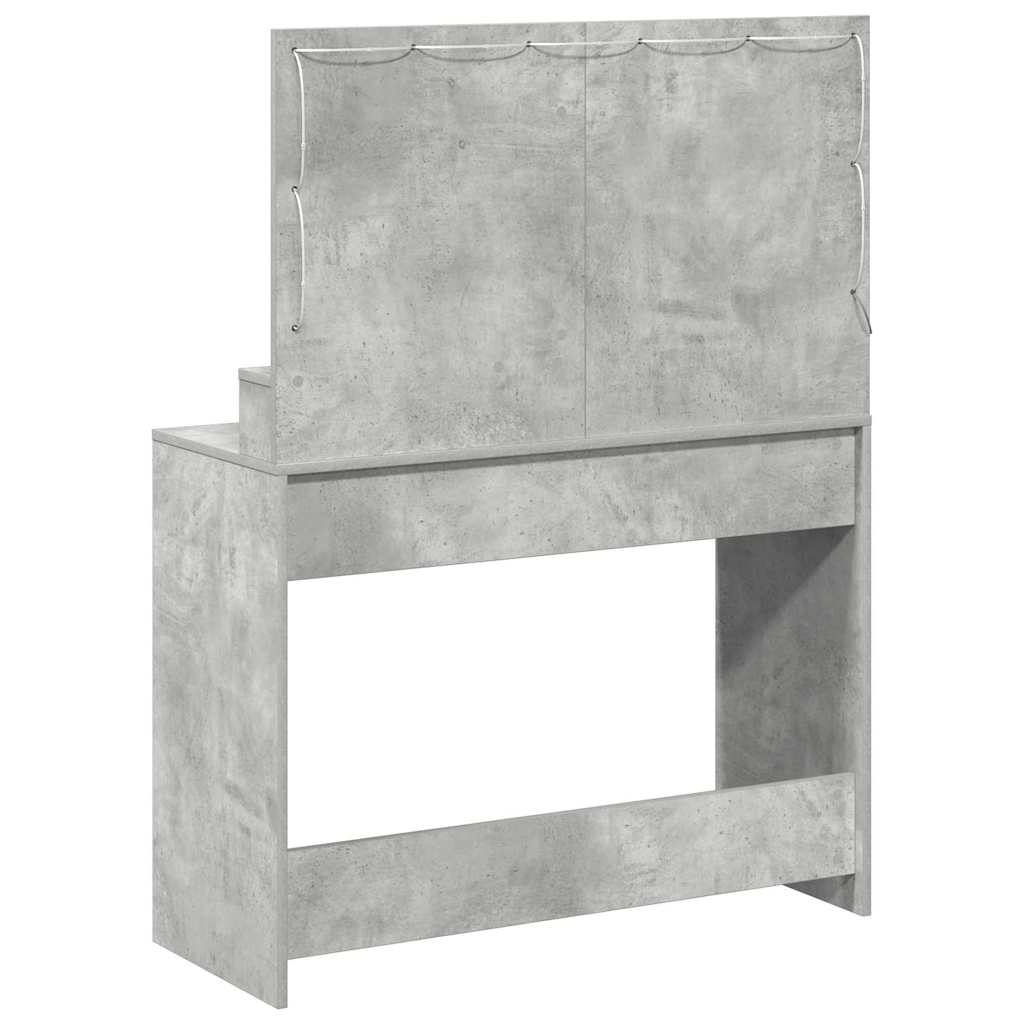 Sminkebord Betonggrå LED 100x41x135 cm