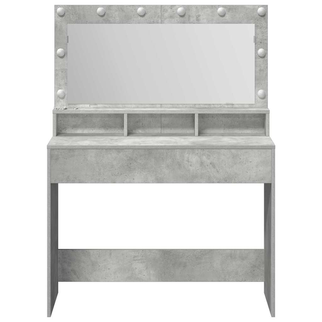 Sminkebord Betonggrå LED 100x41x135 cm