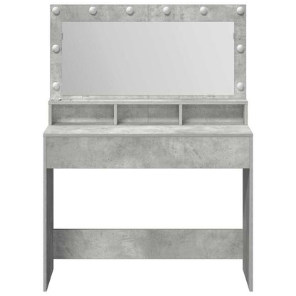 Sminkebord Betonggrå LED 100x41x135 cm