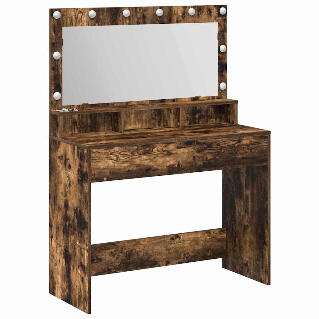 Sminkebord Røkt Eik LED 100x41x135 cm