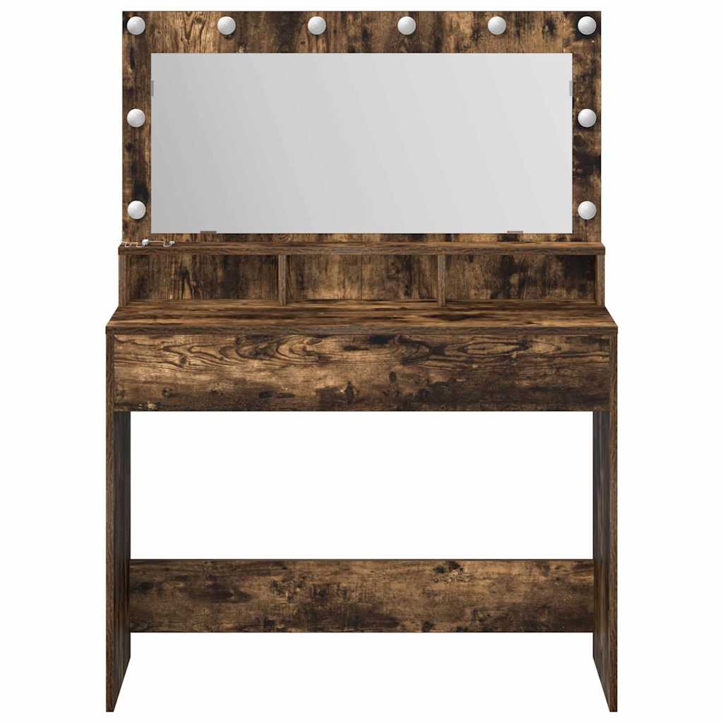 Sminkebord Røkt Eik LED 100x41x135 cm