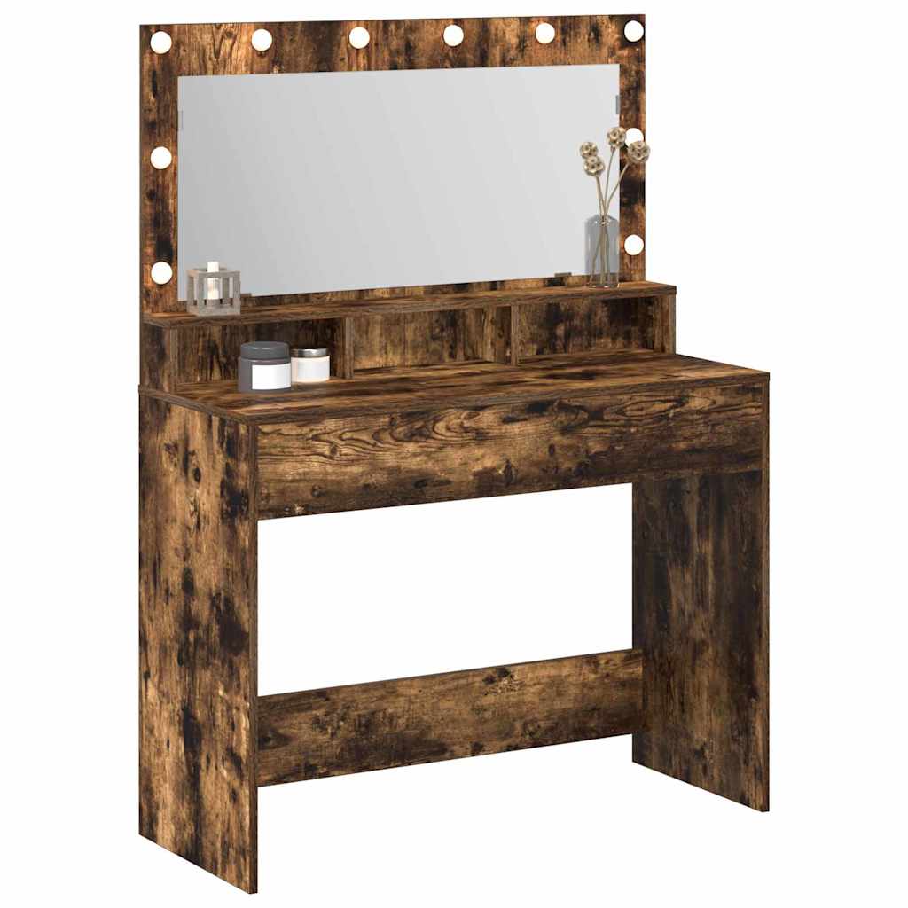 Sminkebord Røkt Eik LED 100x41x135 cm
