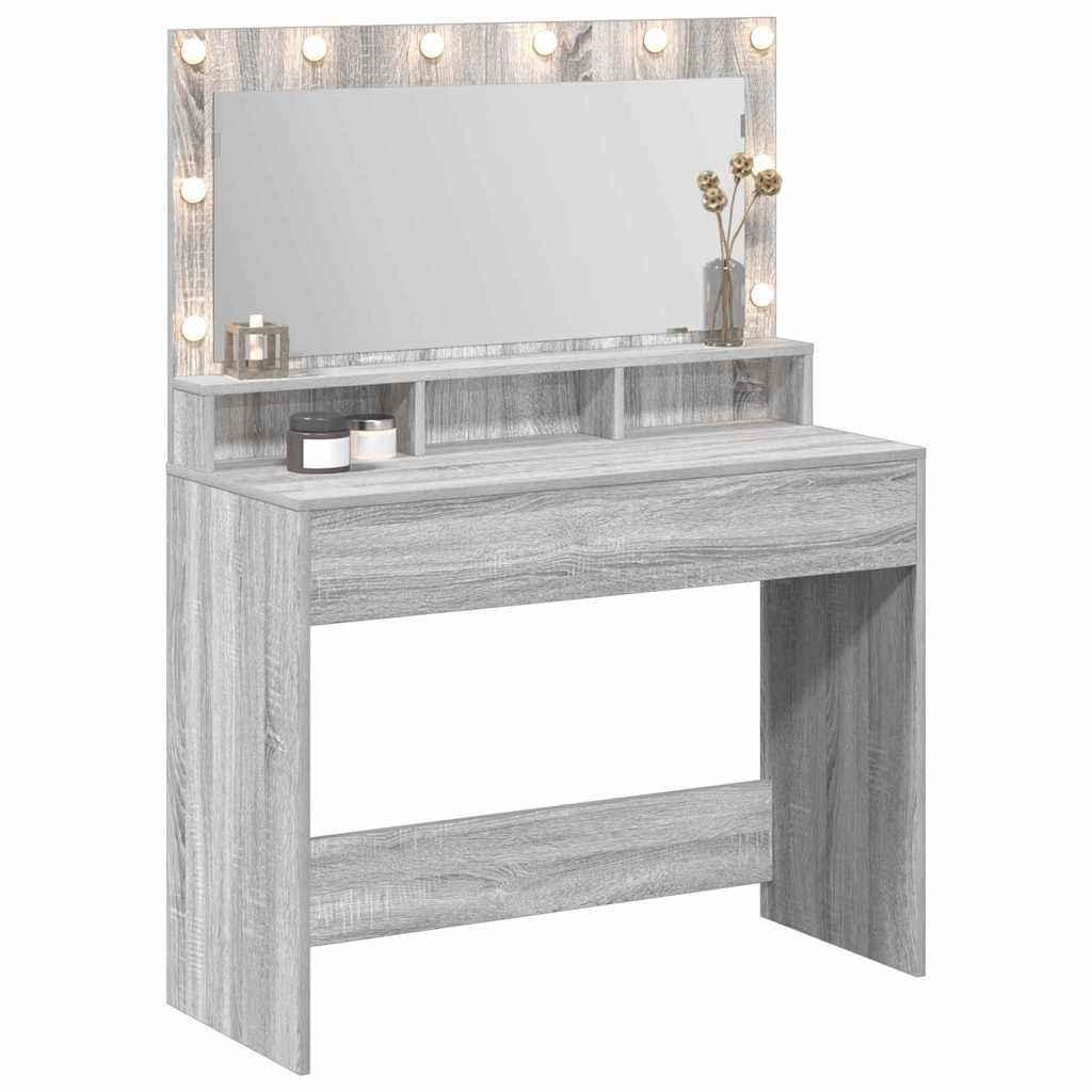 Sminkebord Sonoma Grå LED 100x41x135 cm