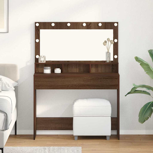 Sminkebord Brun Eik LED 100x41x135 cm