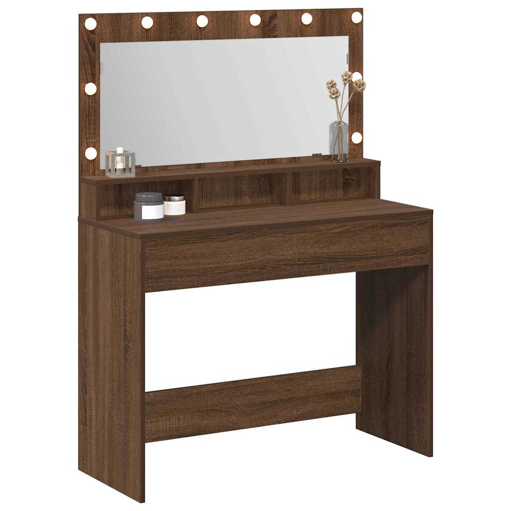 Sminkebord Brun Eik LED 100x41x135 cm