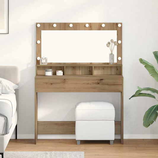 Sminkebord Artisan Eik LED 100x41x135 cm