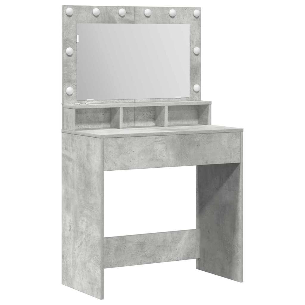 Sminkebord Betonggrå LED 79x41x135 cm