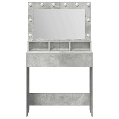 Sminkebord Betonggrå LED 79x41x135 cm
