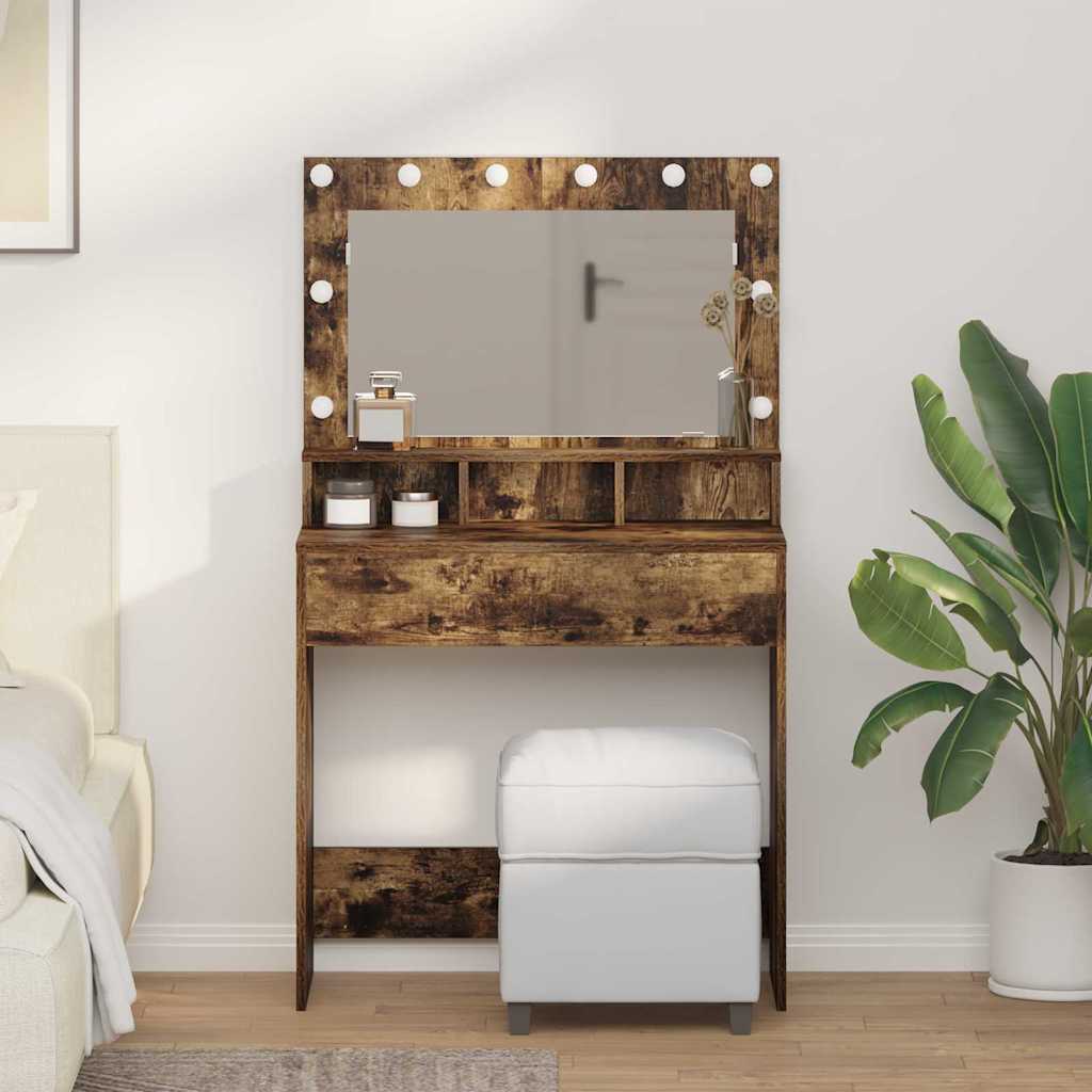 Sminkebord Røkt Eik LED 79x41x135 cm