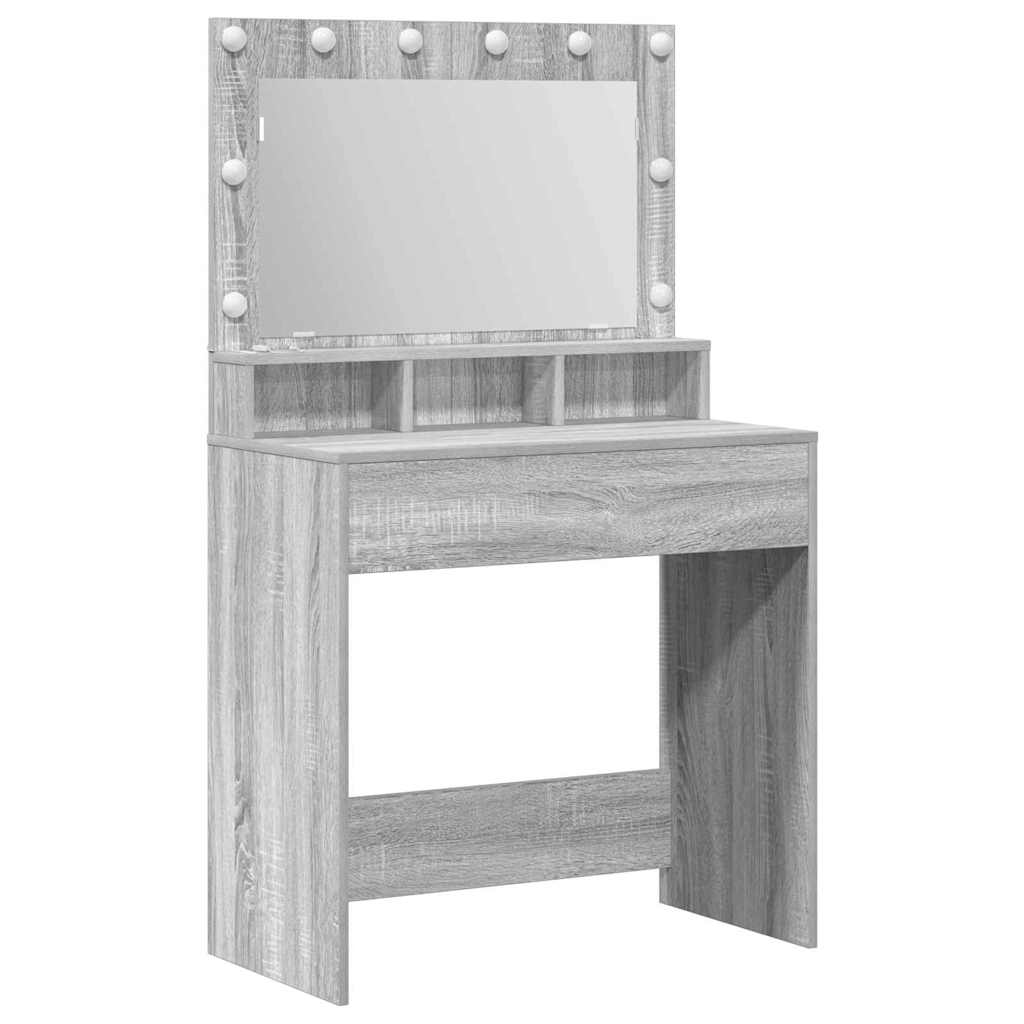 Sminkebord Sonoma Grå LED 79x41x135 cm