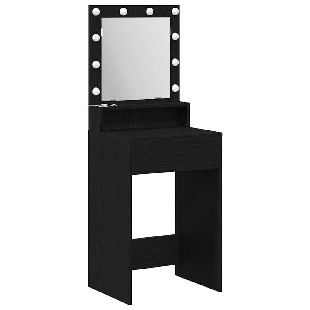 Sminkebord Svart Eik LED 50x41x135 cm