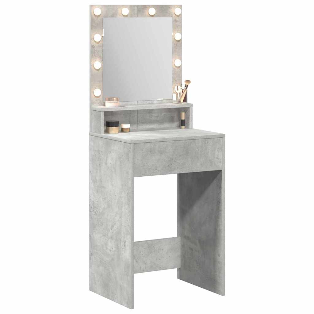 Sminkebord Betonggrå LED 50x41x135 cm