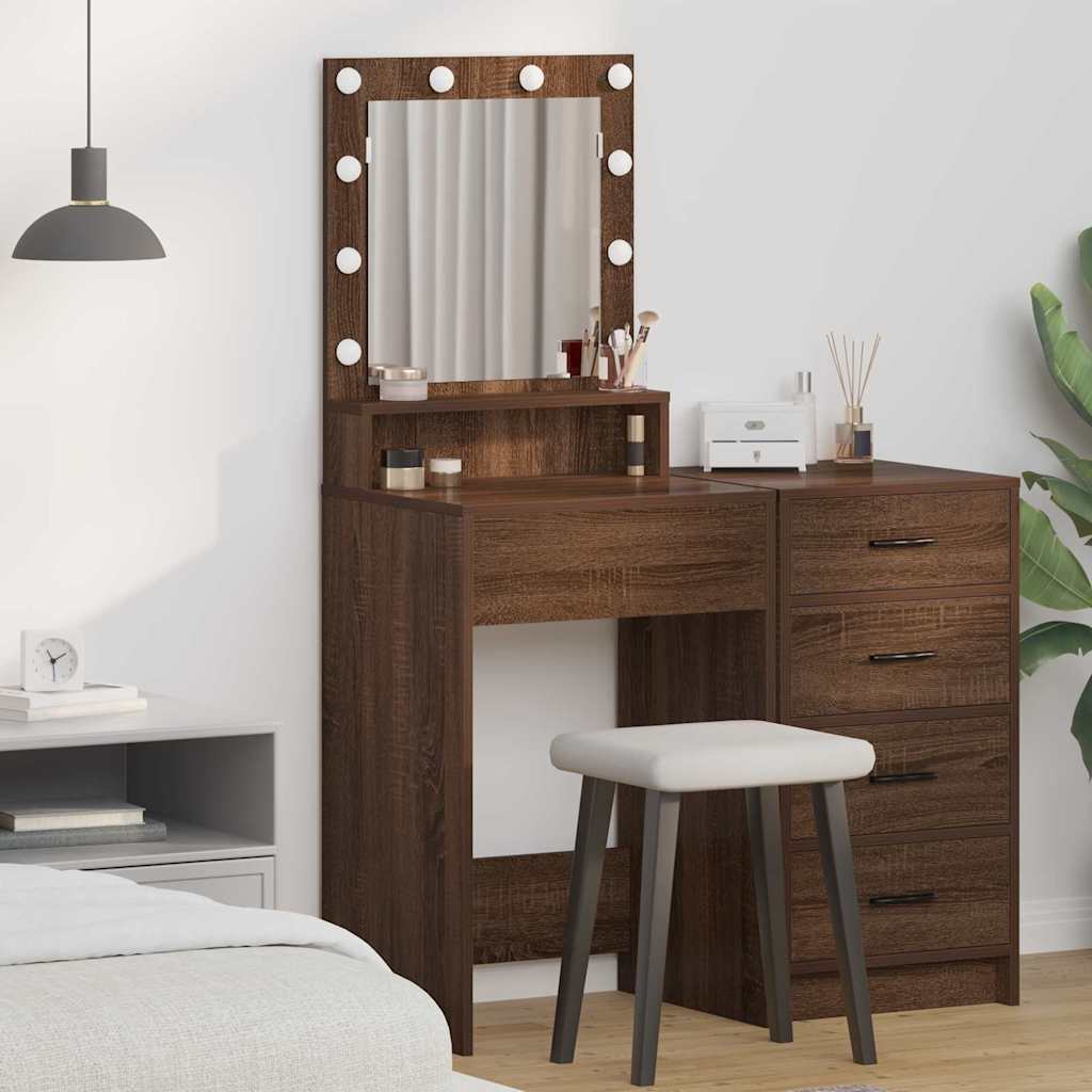 Sminkebord Brun Eik LED 50x41x135 cm