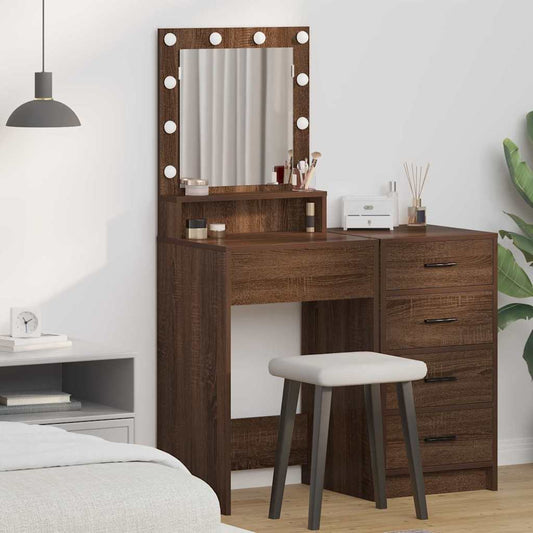 Sminkebord Brun Eik LED 50x41x135 cm