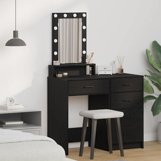 Smykkebord med LED-lamper, Svart Eik, 50x41x140 cm