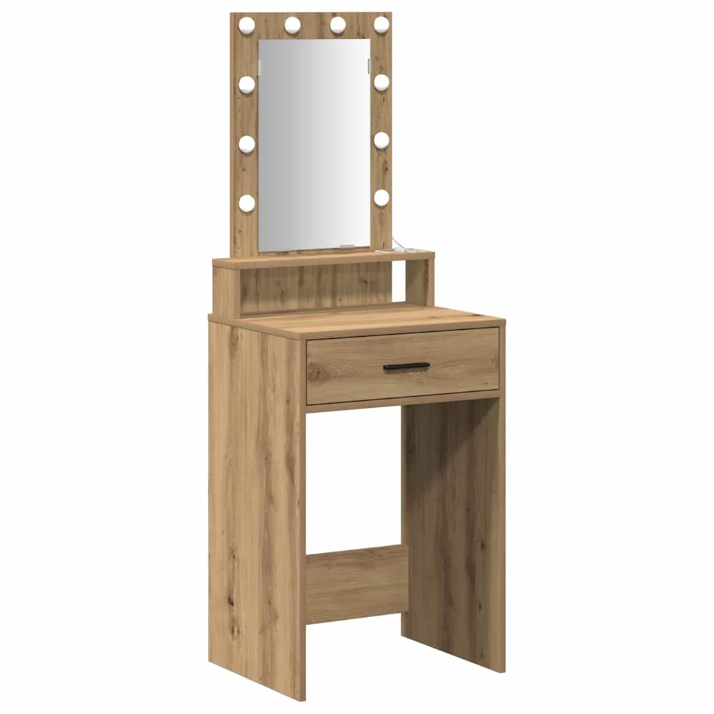 Sminkebord med speillys Brun 50 x 41 x 140 cm