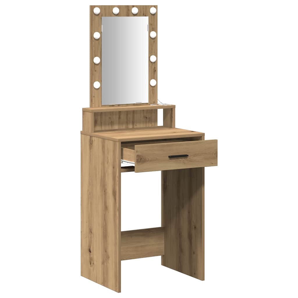 Sminkebord med speillys Brun 50 x 41 x 140 cm