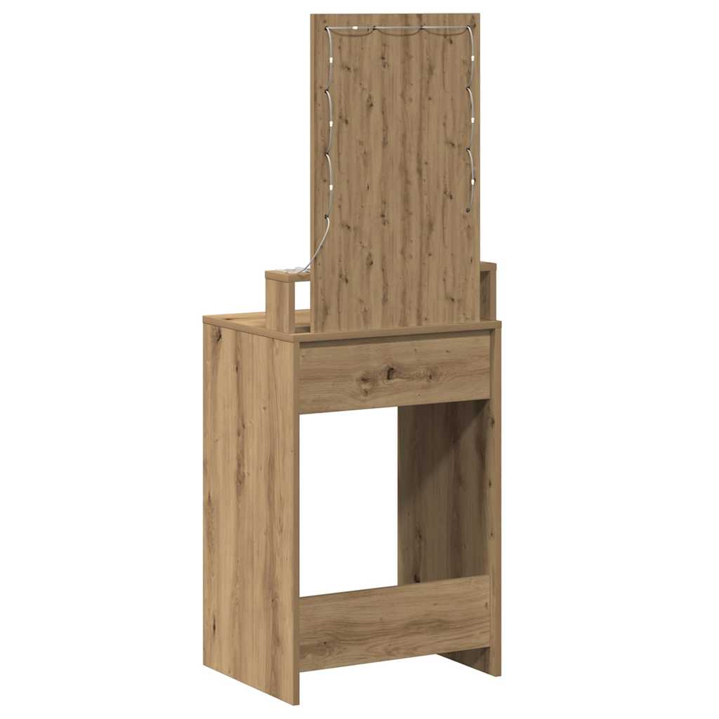 Sminkebord med speillys Brun 50 x 41 x 140 cm
