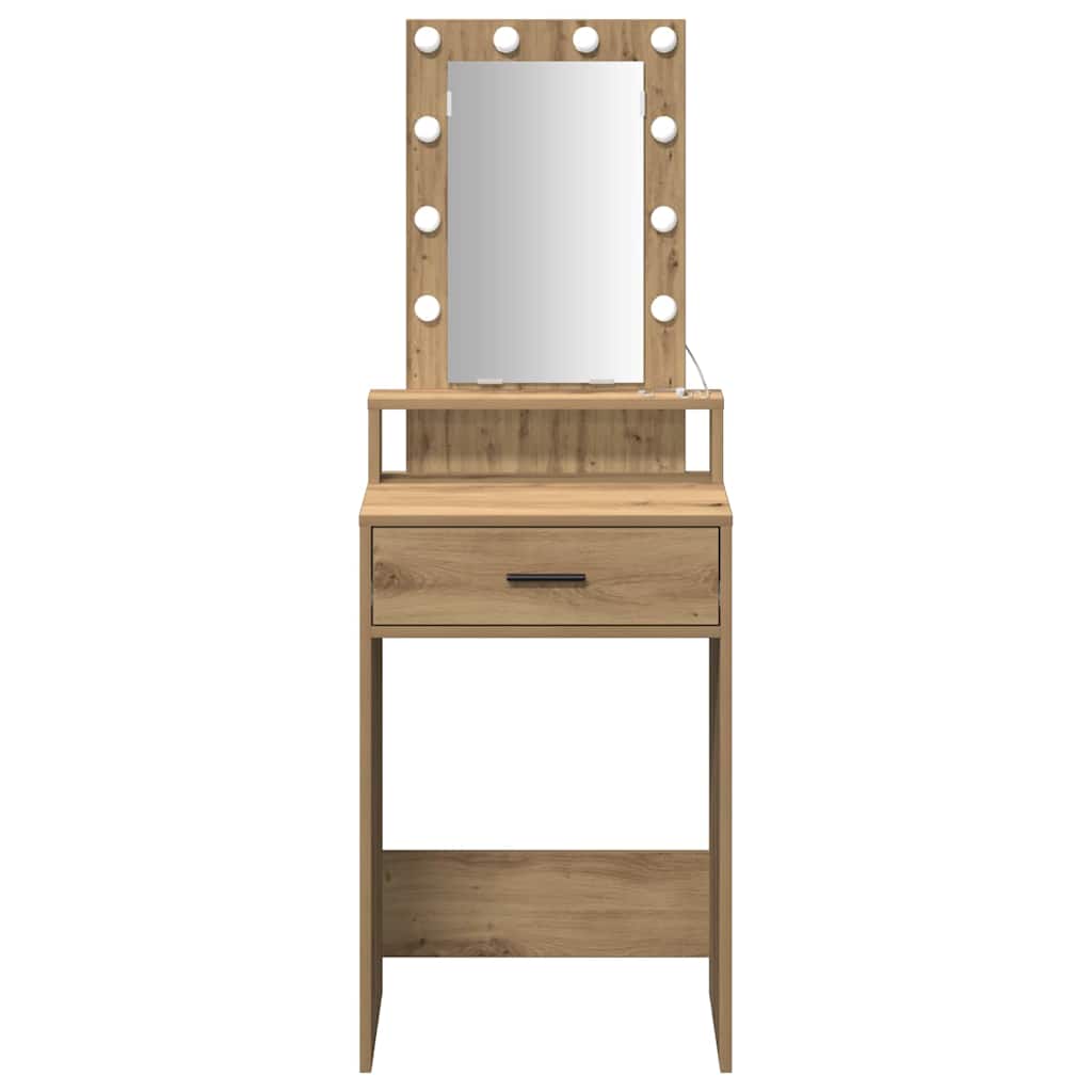 Sminkebord med speillys Brun 50 x 41 x 140 cm