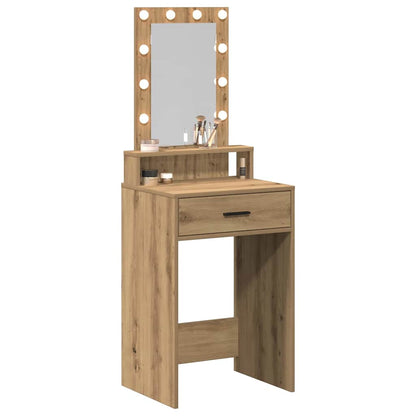 Sminkebord med speillys Brun 50 x 41 x 140 cm