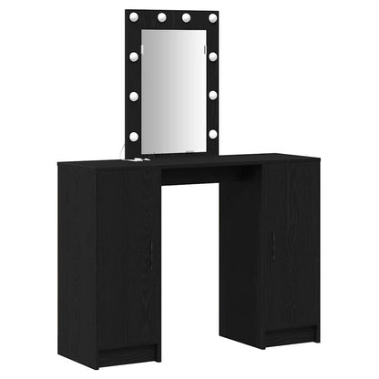 Sminkebord Svart Eik LED 102x33x135 cm