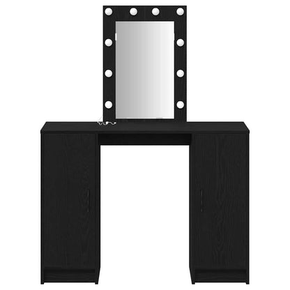 Sminkebord Svart Eik LED 102x33x135 cm