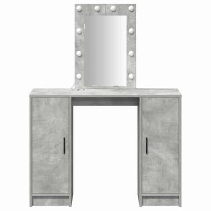 Sminkebord Betonggrå LED 102x33x135 cm