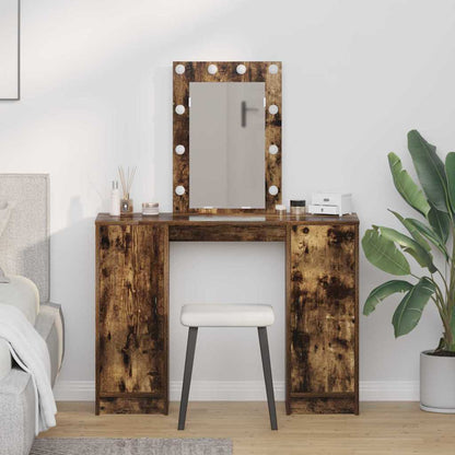 Sminkebord Røkt Eik LED 102x33x135 cm