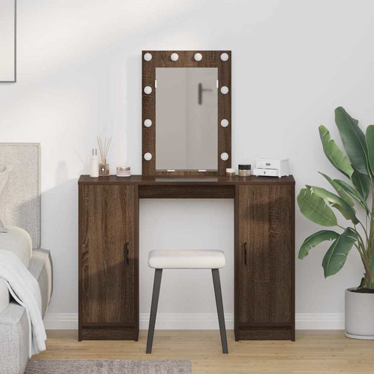 Sminkebord Brun Eik LED 102x33x135 cm