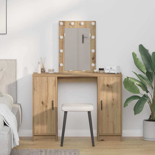 Sminkebord Brun Eik LED 102x33x135 cm