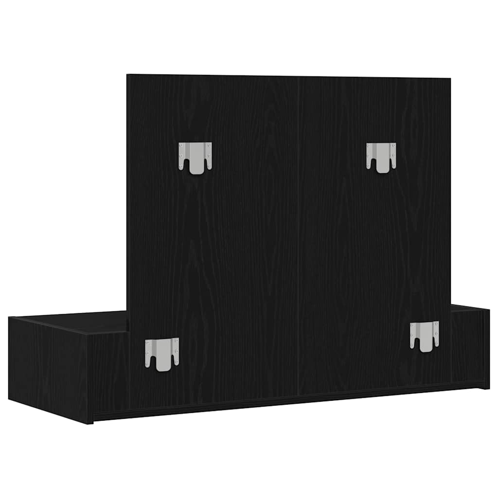 Sminkebord Svart Eik Vegghengt 100x40x70 cm