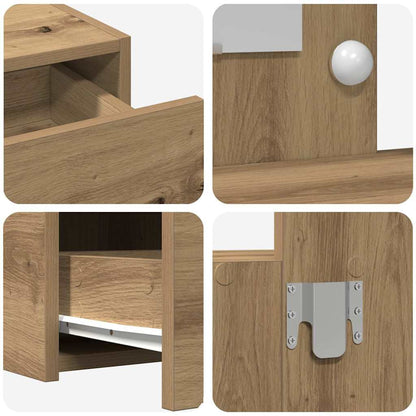 Sminkebord Brun Eik Vegghengt LED