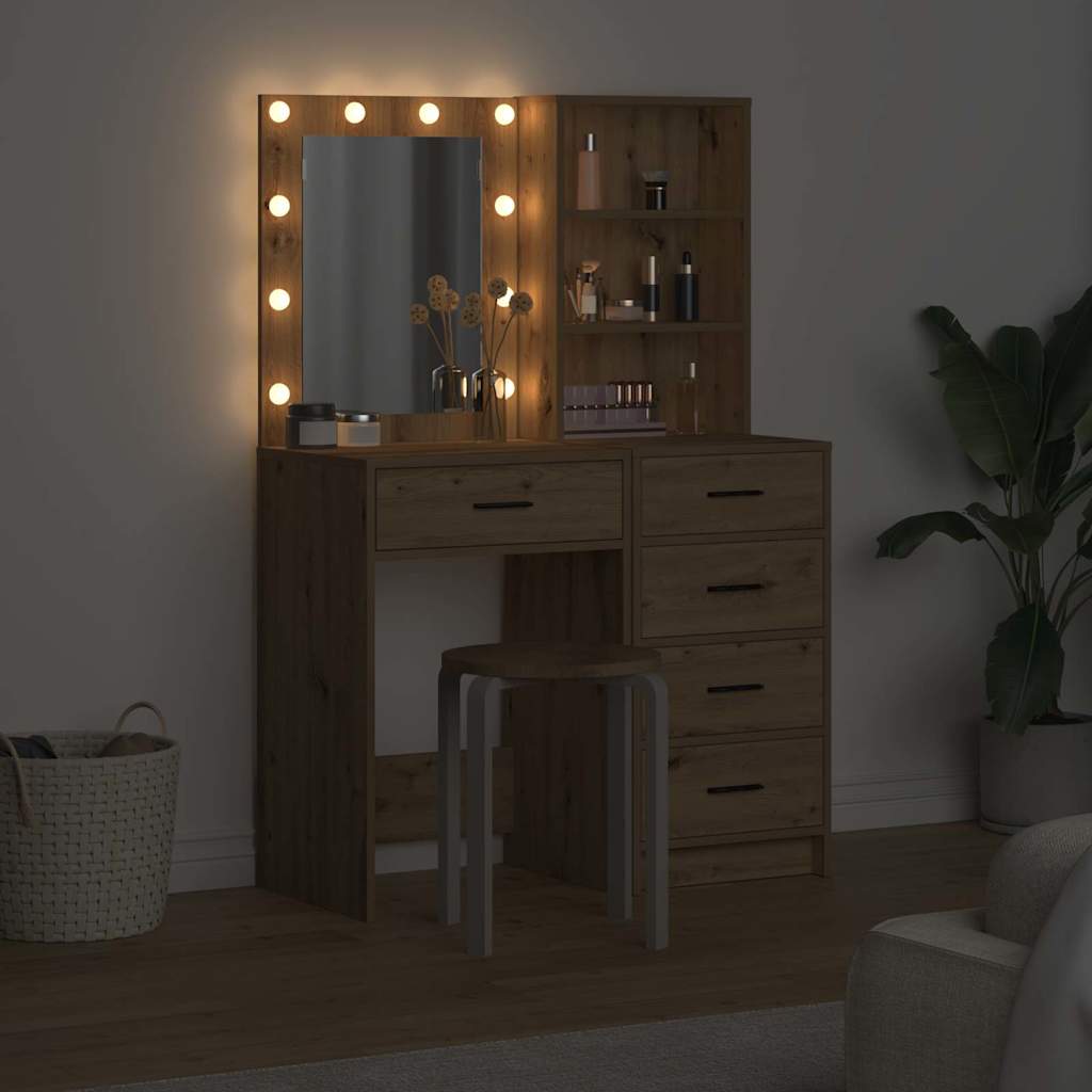 Sminkebord med skuff 2 pcs Brun 50 x 41 x 135 cm Konstruert tre