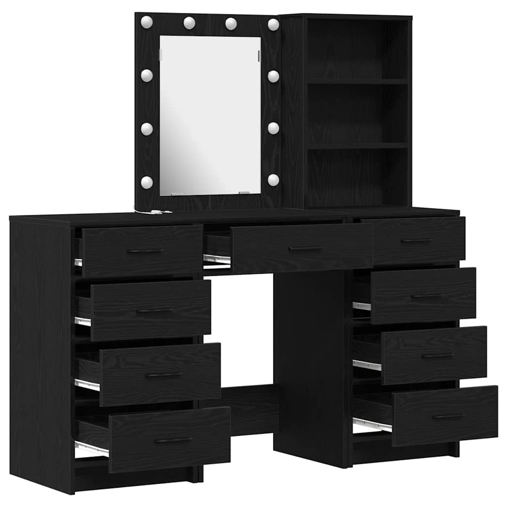 Sminkebord 3 pcs Svart 40 x 41 x 135 cm Konstruert tre