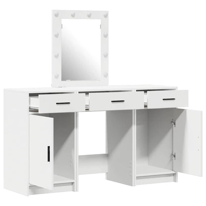 Sminkebord med speillys Hvit 50 x 41 x 135 cm