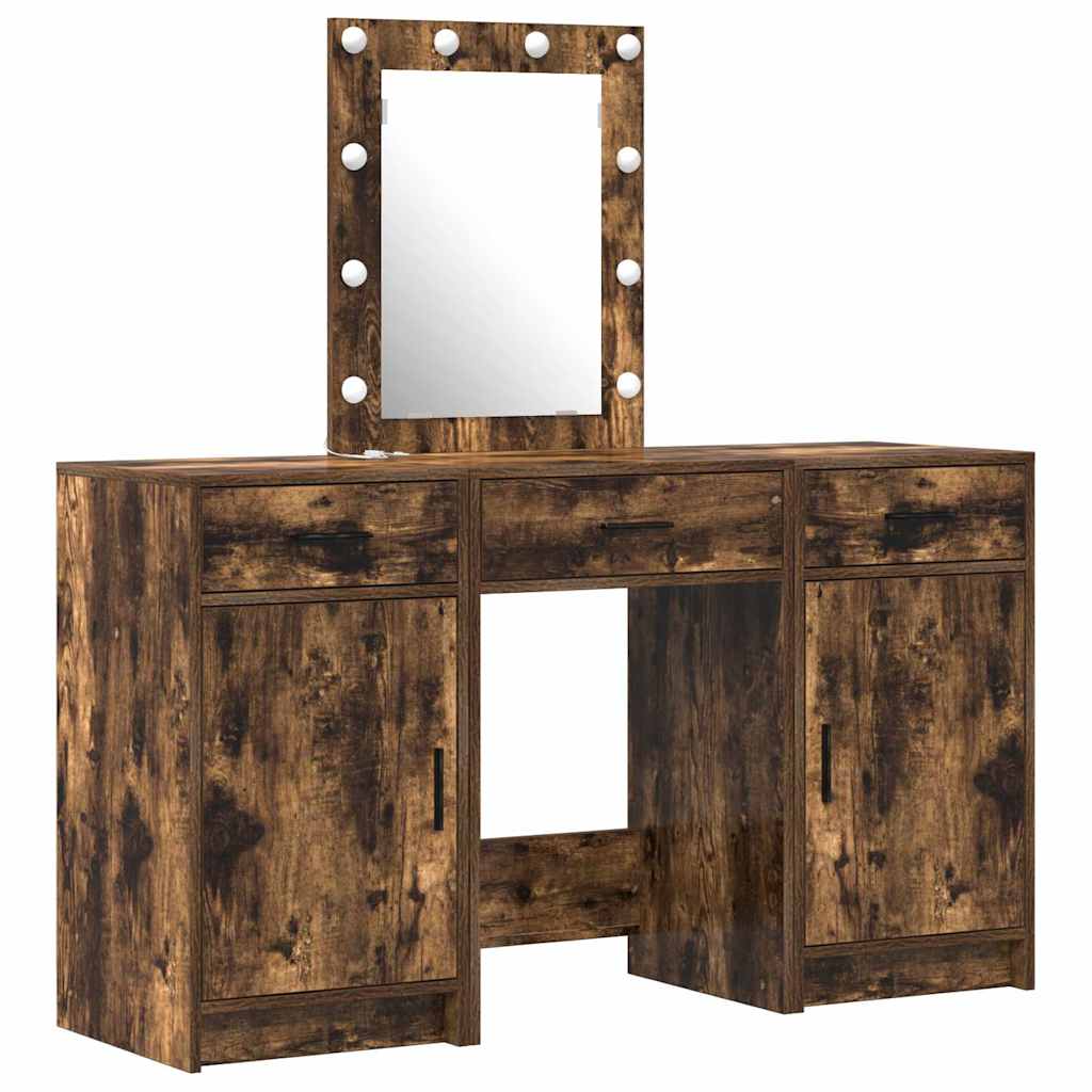 Sminkebord med speillys Brun 50 x 41 x 135 cm