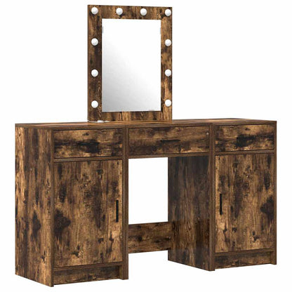 Sminkebord med speillys Brun 50 x 41 x 135 cm