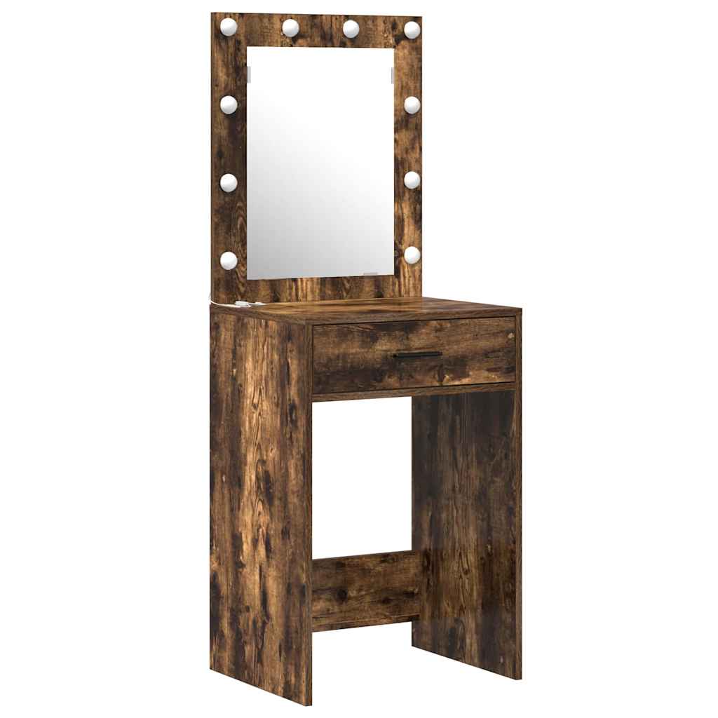 Sminkebord med speillys Brun 50 x 41 x 135 cm