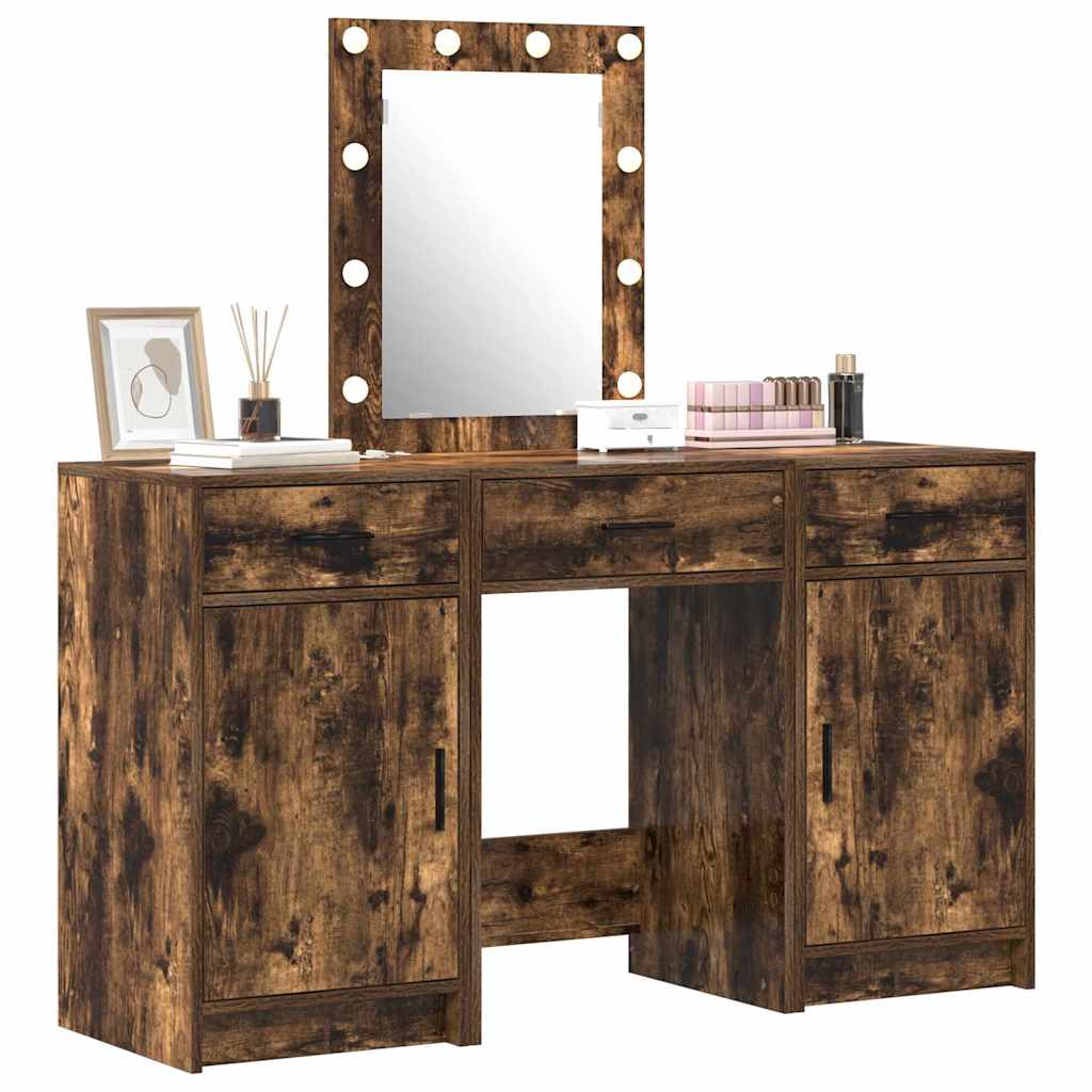 Sminkebord med speillys Brun 50 x 41 x 135 cm