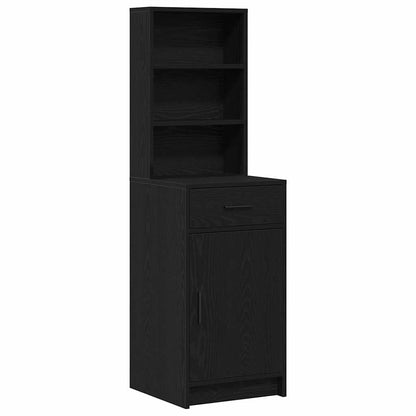 Sminkebordsett med skuff med dør 2 pcs Svart eik Konstruert tre