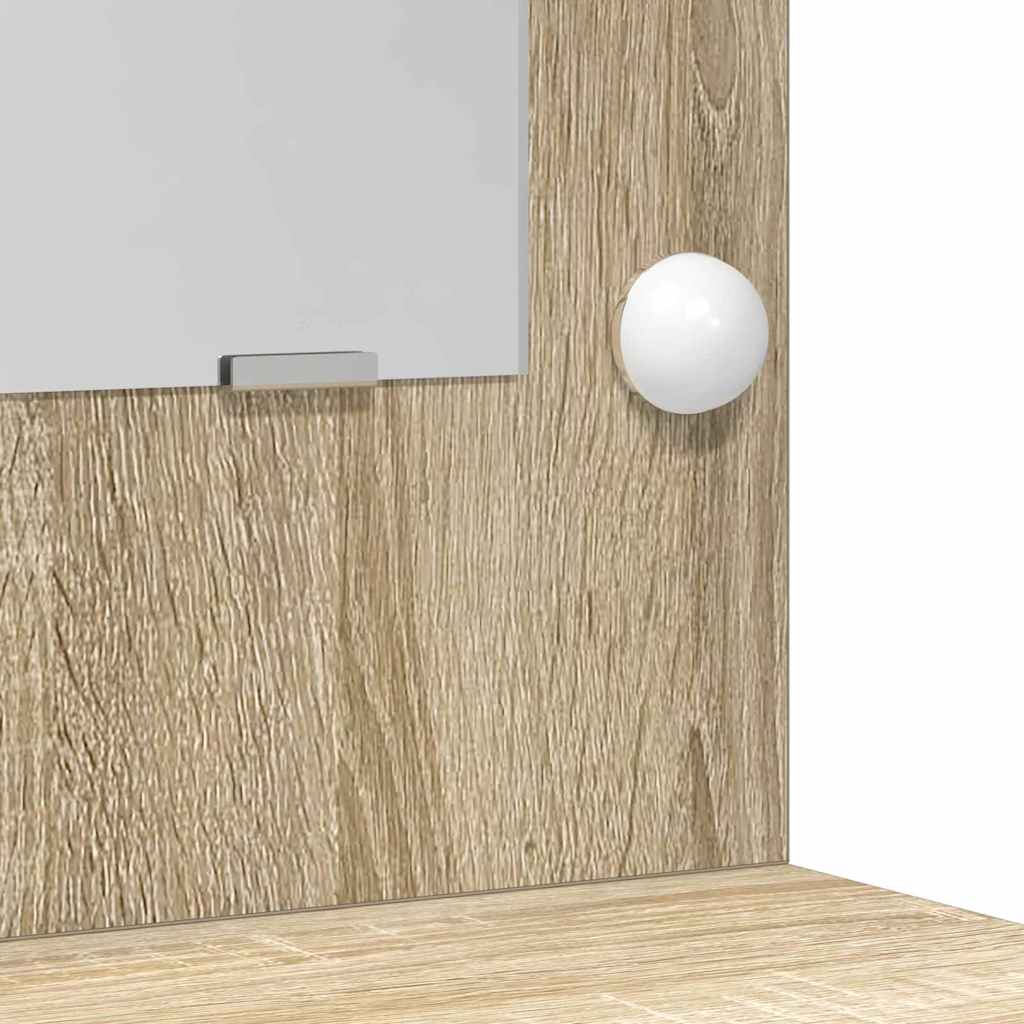 Sminkebordsett med skuff 3 pcs Sonoma eik Konstruert tre