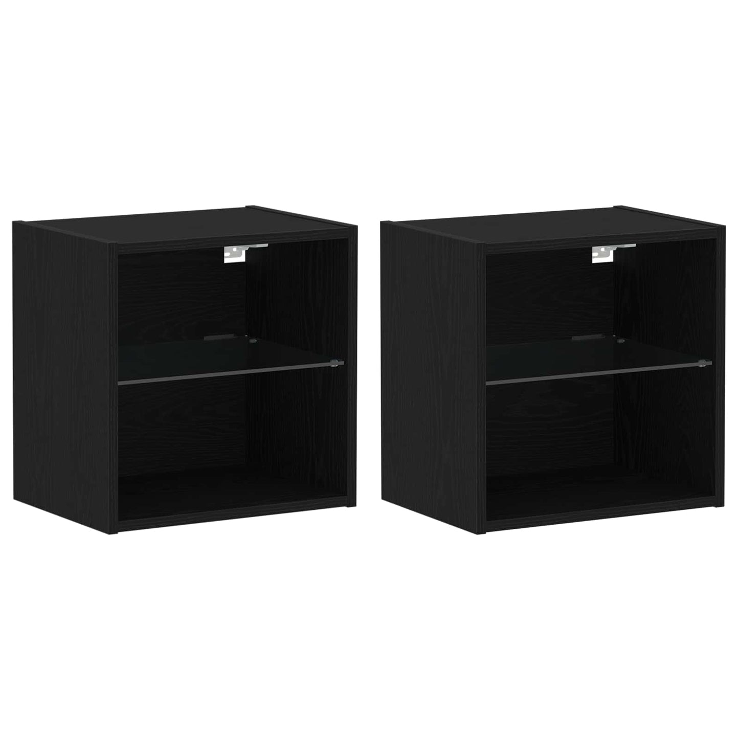 TV-benksett med LED -stripelys 8 pcs Svart eik Konstruert tre
