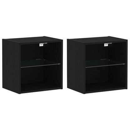 TV-benksett med LED -stripelys 8 pcs Svart eik Konstruert tre