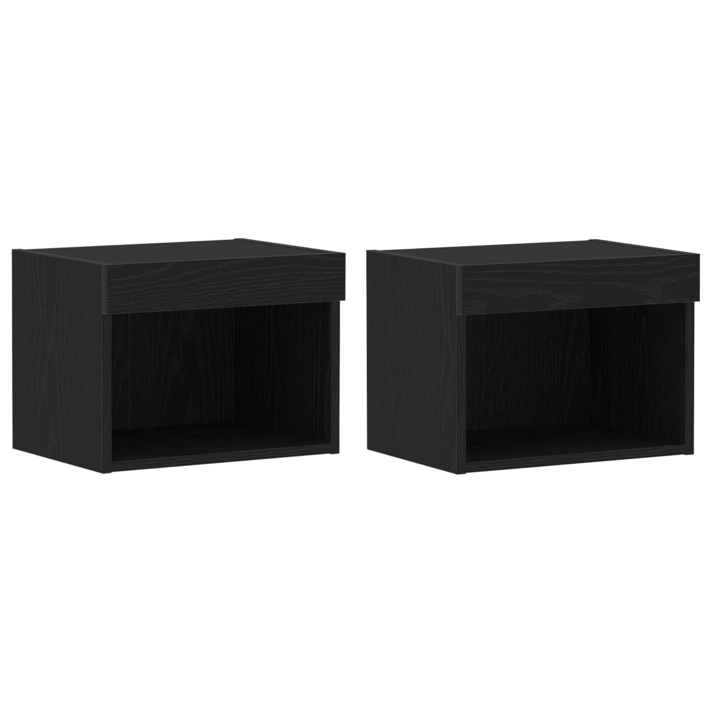 TV-benksett med LED -stripelys 8 pcs Svart eik Konstruert tre