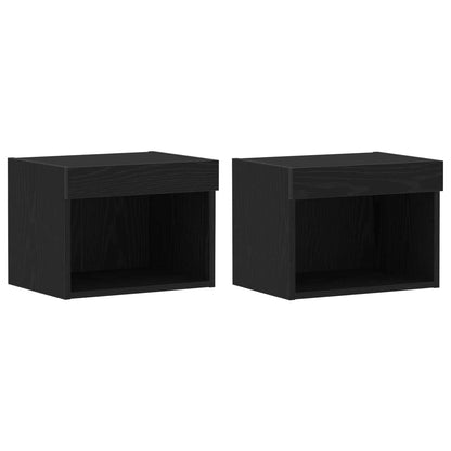 TV-benksett med LED -stripelys 8 pcs Svart eik Konstruert tre