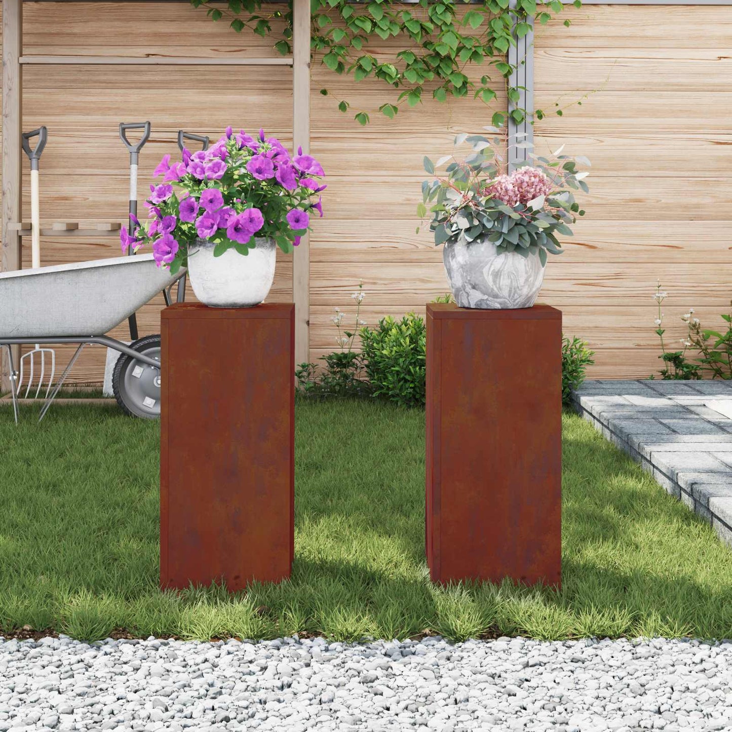 Planteholder 2 pcs Rusten 24 x 24 x 55 cm Cortenstål